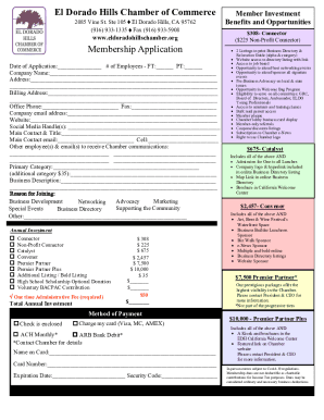 Membership ApplicationEl Dorado Hills, CA