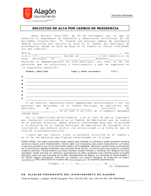 Alta por cambio de residencia en el Padrn Municipal ...