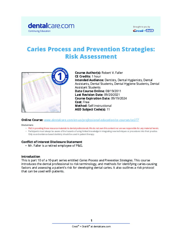 Fillable Online ce377 Caries Process and Prevention Strategies. This