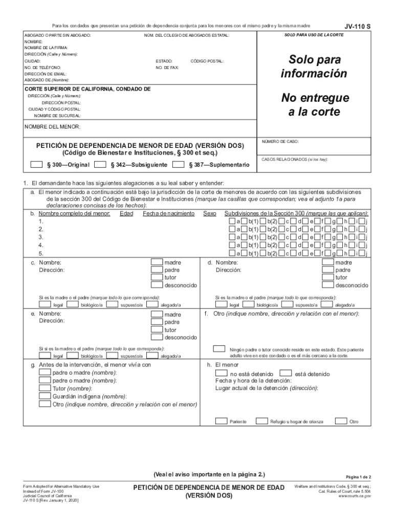 PETICI N DE DEPENDENCIA DE MENOR DE EDAD (VERSI N DOS) Preview on Page 1