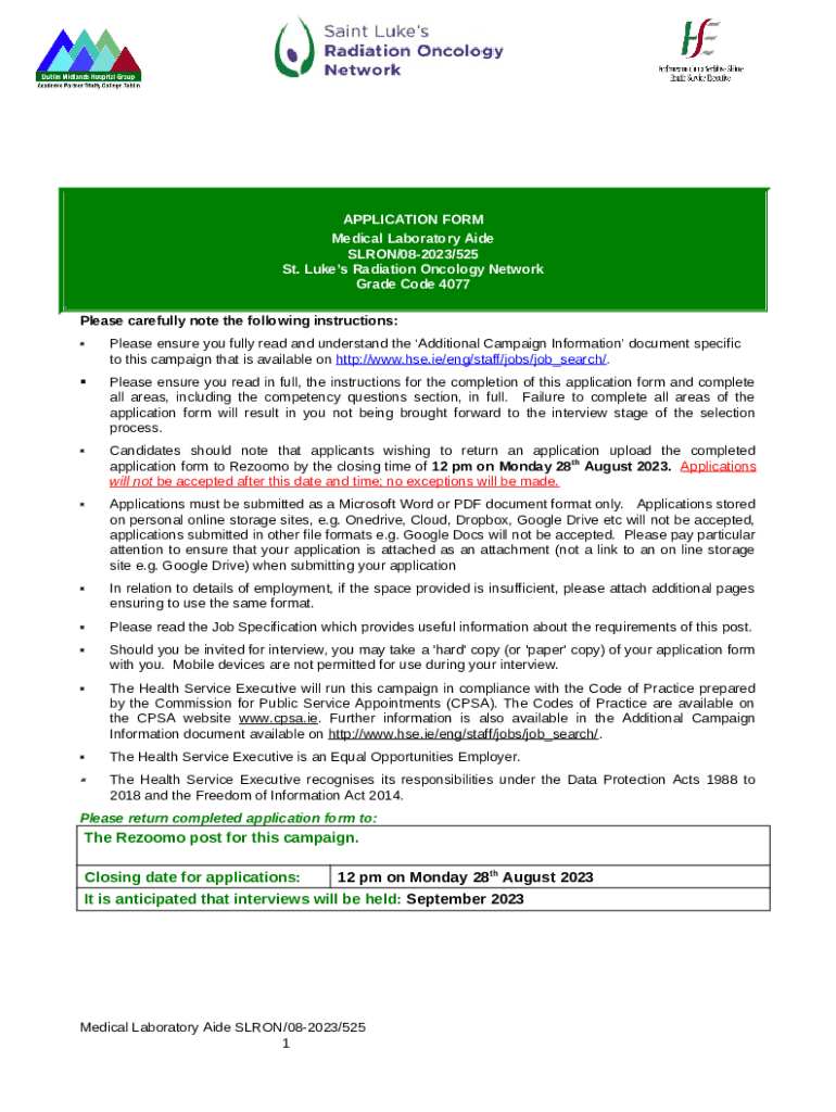 Medical Laboratory Aide Doc Template pdfFiller