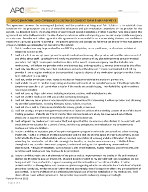 controlled substance (narcotic) agreement