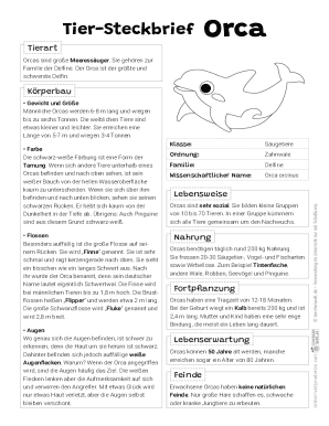Orca - Tier-Steckbrief - fr Kinder &amp; Schule