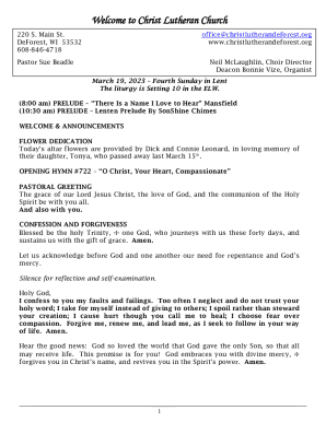Fillable Online The liturgy is Setting 10 in the ELW Fax Email Print ...