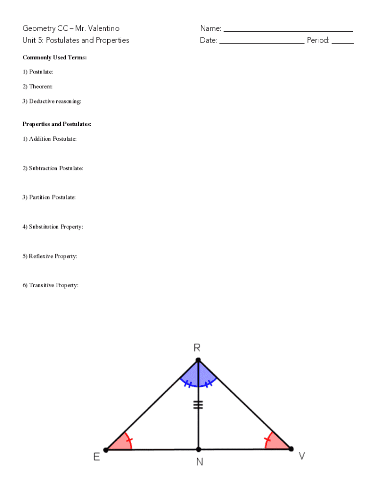 Fillable Online Postulates &amp; Theorems Chapter 2 A Geometric System Fax Email Print - pdfFiller