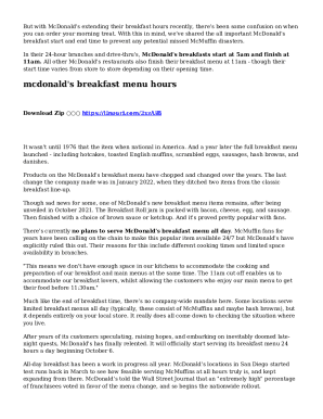 Fillable Online What time does McDonald&rsquo;s breakfast start and end? Fax