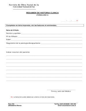 Formulario para el acceso a la historia clnica para titular ...