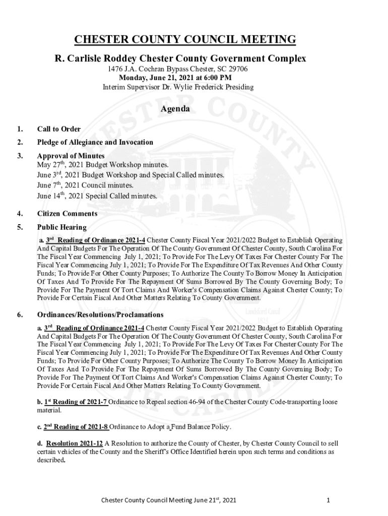 Fillable Online City of Chester, SC Fax Email Print - pdfFiller