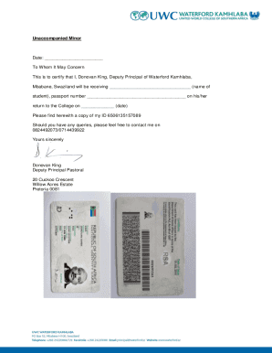 Fillable Online Principal Letter - Unaccompanied Minor Fax Email Print ...