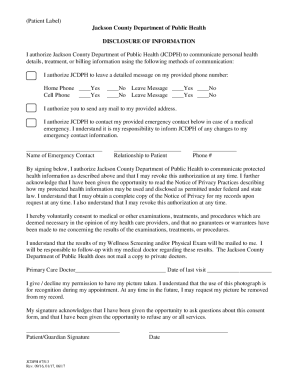 (Patient Label) Jackson County Department of Public ...