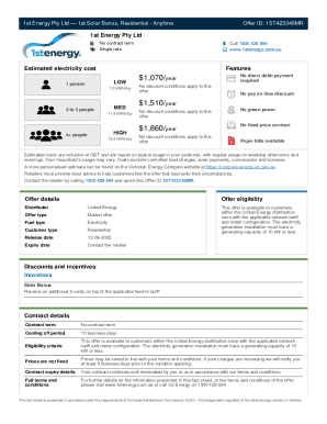 Victorian Energy Fact Sheet - Offer 1ST423349MR