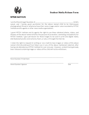 Student Media Release Consent Form: Part 1 - EventsPDF