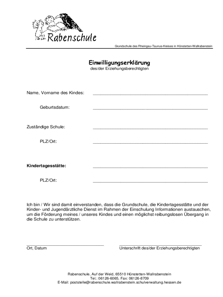 Ausfüllbar Online Ich bin / Wir sind damit einverstanden, dass die Grundschule, die