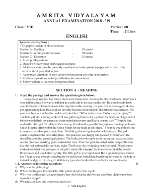 Half Yearly Question Paper - Standard 7 - Amrita Vidyalayam