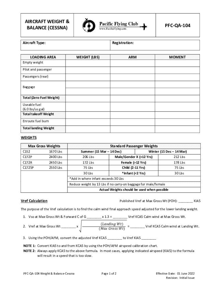 Fillable Online How to Calculate Weight and Balance (step by step ...
