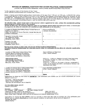 Notice of general primary election, party - Hall County, Texas