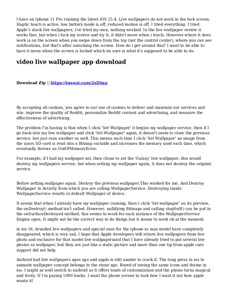 Fillable Online Why Is My Live Wallpaper Not Working on iPhone 12? Fax