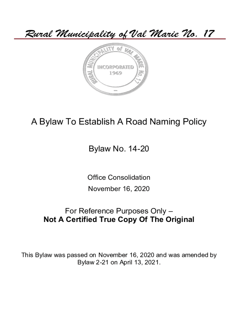 Fillable Online RM Bylaws Village of Val Marie & R.M. of Val Marie No