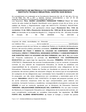 Contrato de matricula y/o cooperacion educativa ...