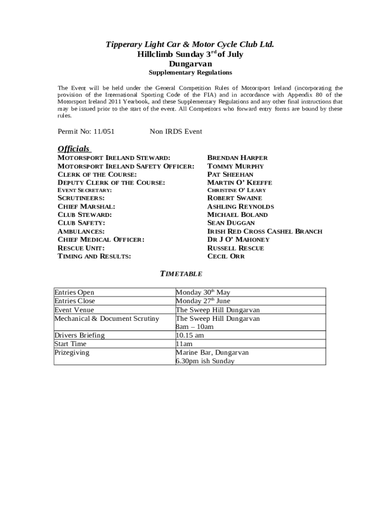 We're delighted to... Tipperary Light Car & Motorcycle Club Doc