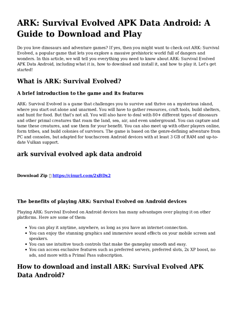 Fillable Online Ark Survival Evolved Apk Data Android Fax Email Print Fillable Online Ark Survival Evolved Apk Data Android Fax Email Print