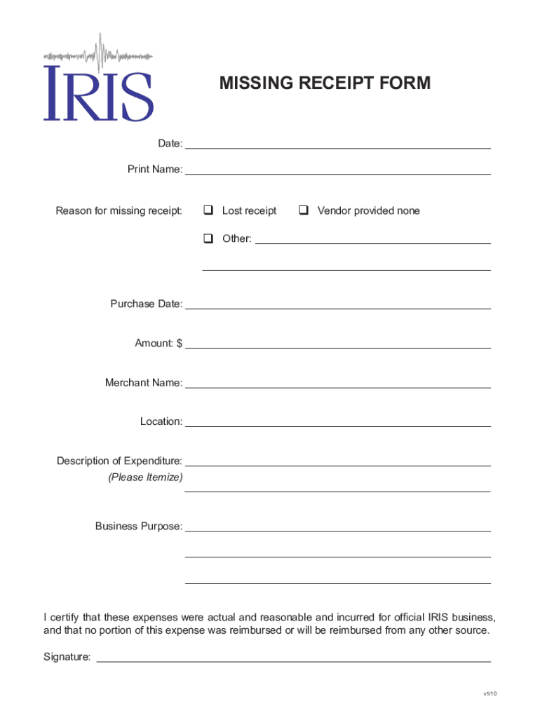 Fillable online missing receipt declaration form fax email print