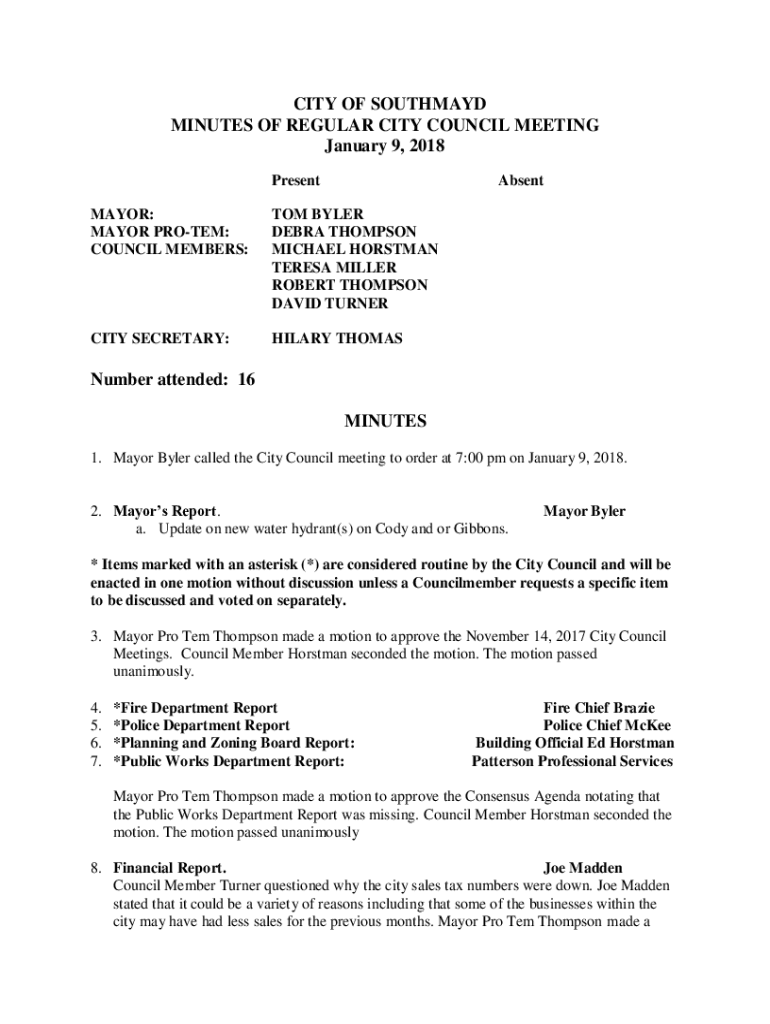 Fillable Online City of Southmayd TML Directory Texas Municipal