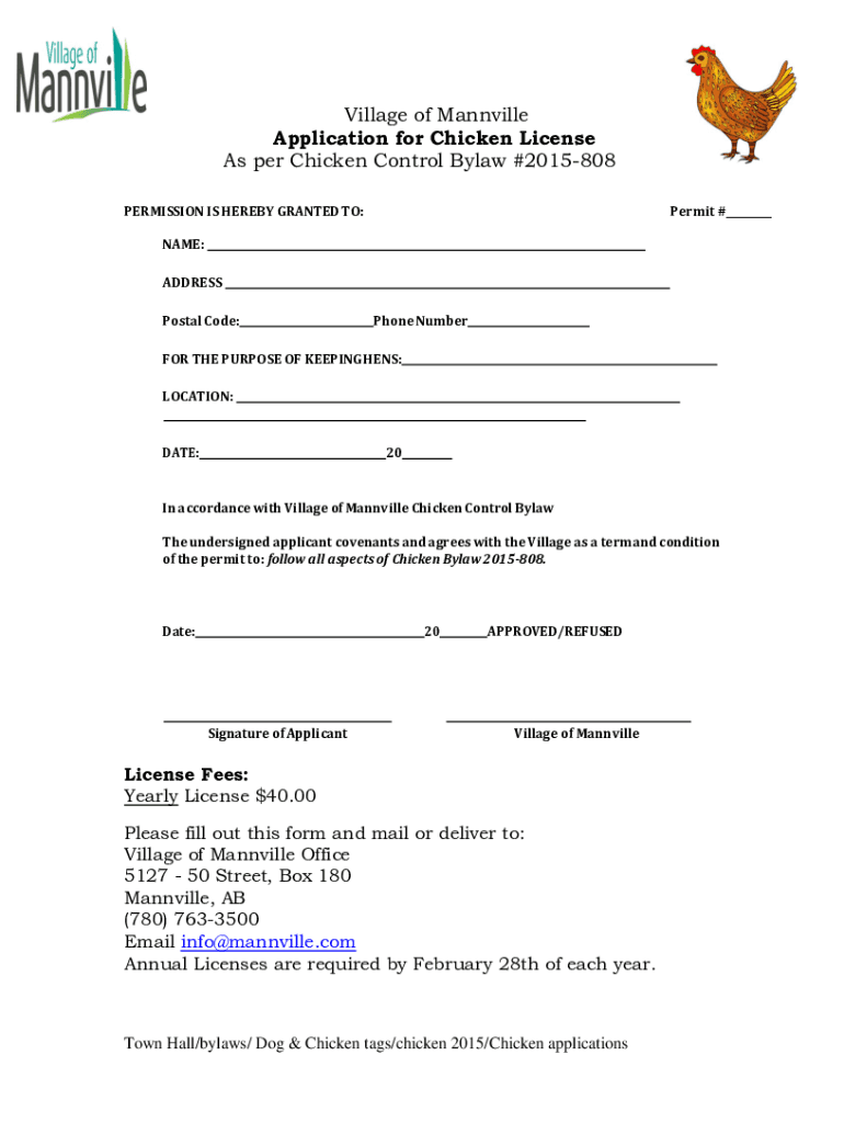 Fillable Online Keeping of Chickens Permit Application Form Fax Email