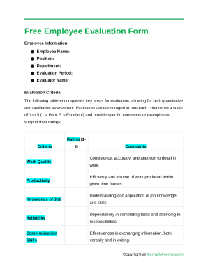 Gym Staff Employee Evaluation Form Template (FREE)
