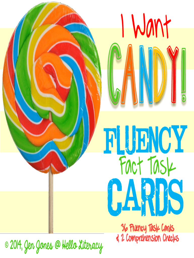 Fillable Online Fluency Task Cards Candy Facts by Hello Literacy Fax ...