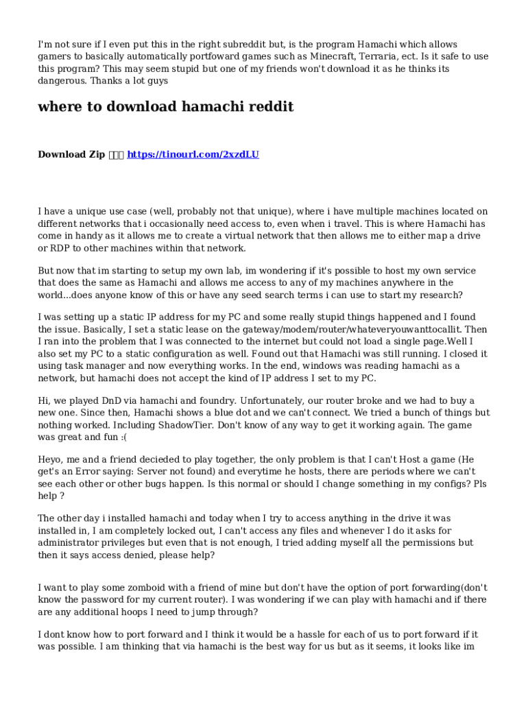 Fillable Online TUTORIAL How to Set Up HAMACHI to Port Forward your