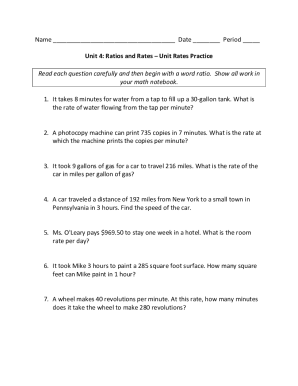 Ratios, Equivalent Ratios, Rates, Unit Rates and Word ...