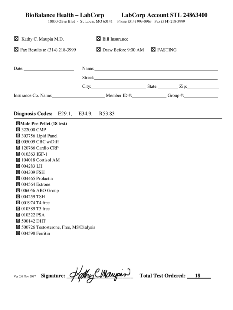 Fillable Online LabCorp LabCorp Account STL 24863400 Fax Email Print pdfFiller