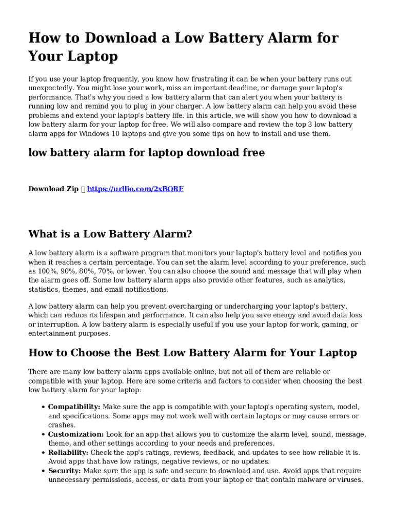 Fillable Online How to Set Low Battery Warnings on Your Windows 10