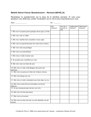 The revised Beliefs About Voices Questionnaire (BAVQ-R)