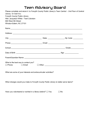 Join the Teen Advisory Board - Forsyth County Public Library