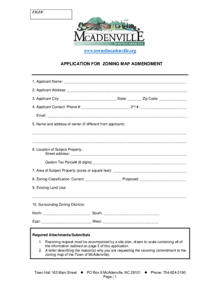 Fillable Online Application for Zoning Map Amendment Council McAdenville Fax Email Print