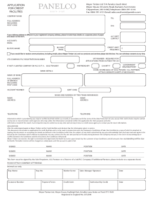Panelco South West Application Form