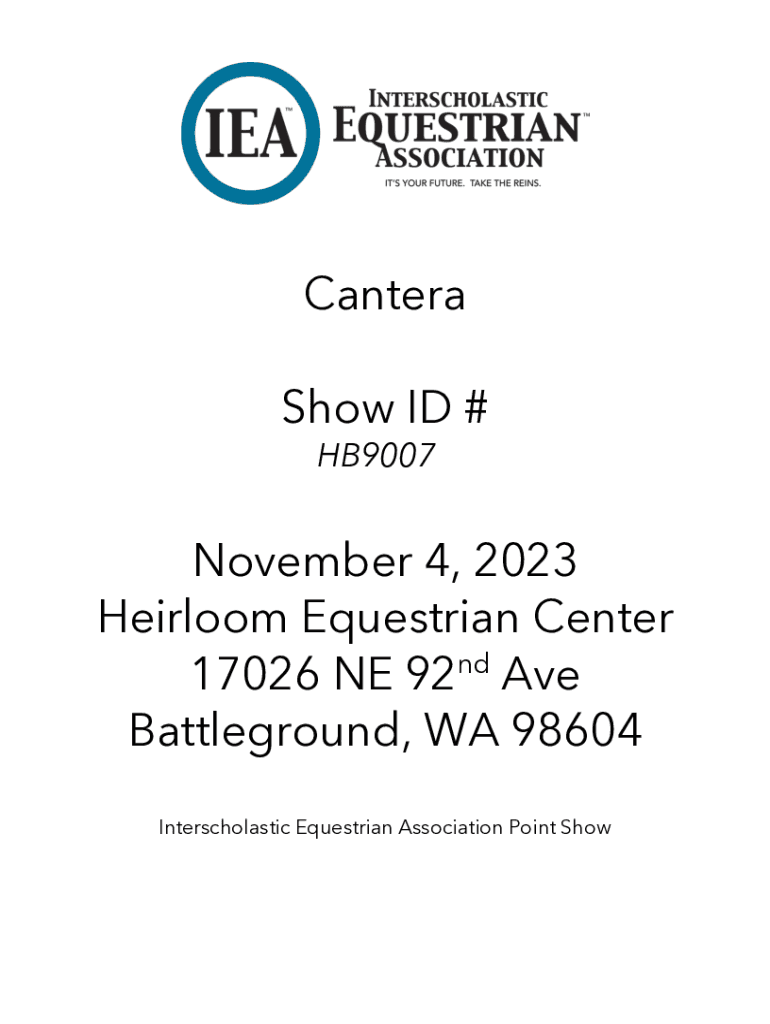 Fillable Online Zone 9 IEA Hunt Seat Competition Fax Email Print