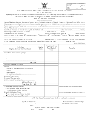 Form for Declaration Pursuant to Notification of the Central ...