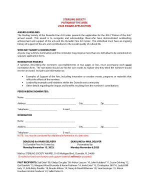 Sterling Society Seeks Patron of the Arts Nominees