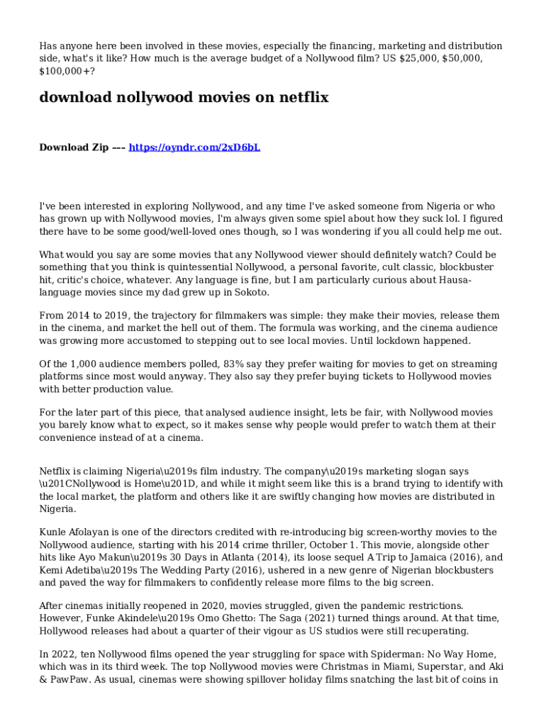 Fillable Online How Much Does It Cost To Make A Nollywood Hit? Fax