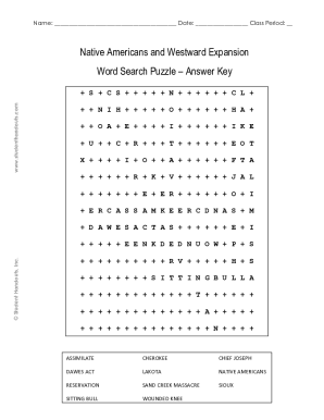 Fillable Online Native Americans and Westward Expansion Word Search ...