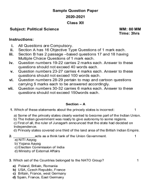 Fillable Online CBSE Class 12 Political Science Sample Paper-02PDF Fax ...
