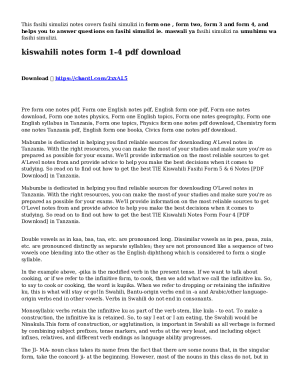 Form 1 Kiswahili Notes &amp; Revision Questions