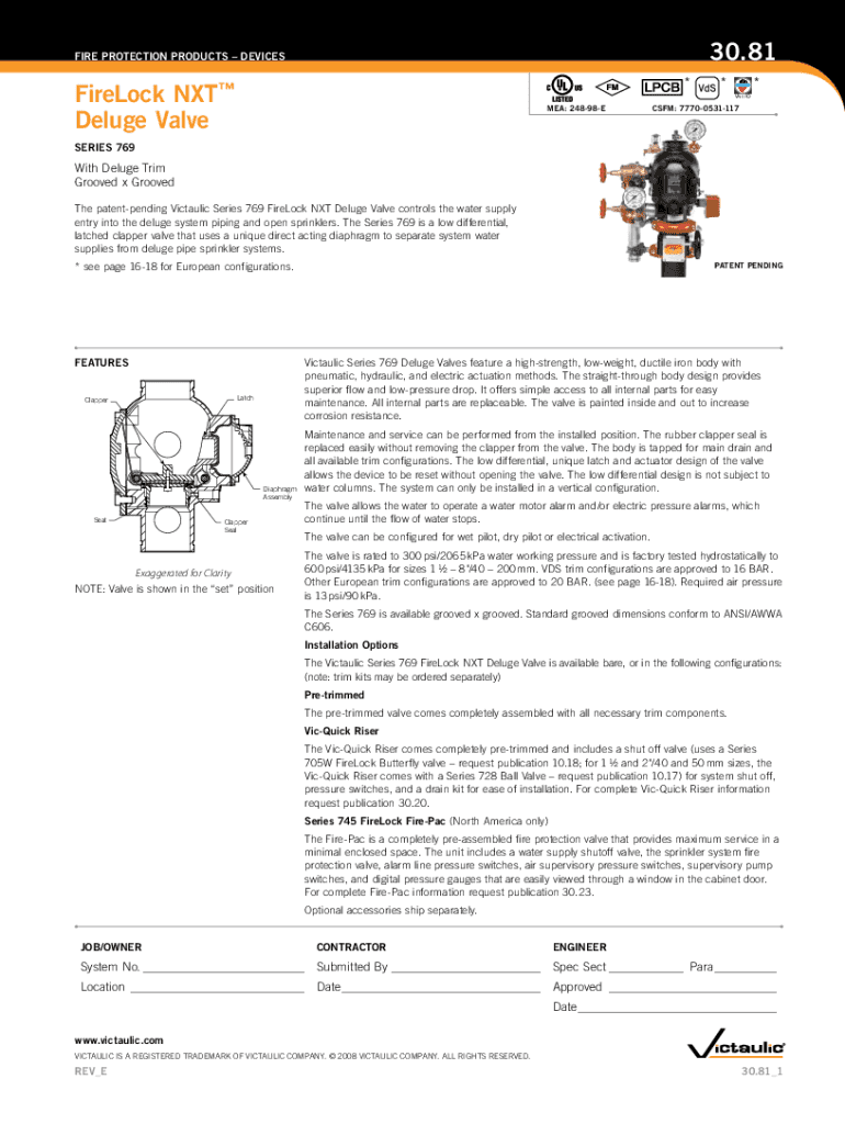 Fillable Online FireLock NXT Deluge Valve 30.81 Fax Email Print pdfFiller