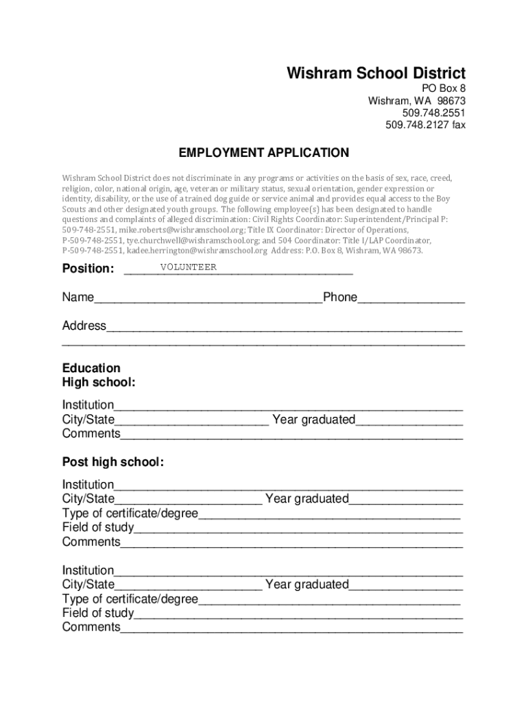 Fillable Online District Detail for Wishram School District Fax Email