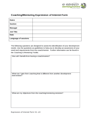 Coaching Mentoring Expression Of Interest Ms Word 26kb Doc