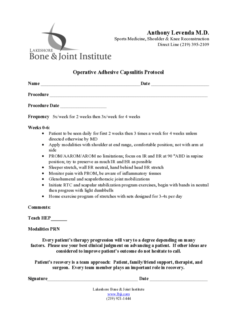 Fillable Online Operative Adhesive Capsulitis Protocol.docx Fax Email