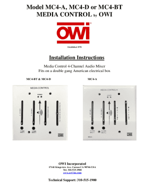 Model MC4-A, MC4-D or MC4-BT MEDIA CONTROL by OWI